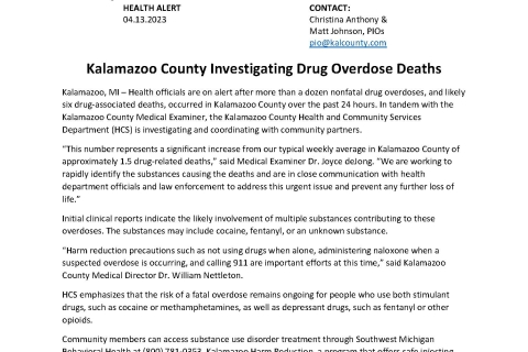 Local officials are raising awareness about an increase in drug overdoses and deaths in the Kalamazoo area.